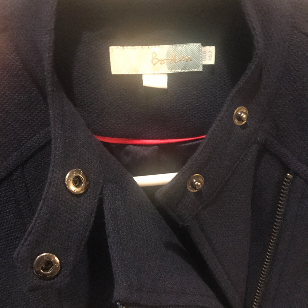 Boden Navy fully lined Moto jacket size 2. NWOT